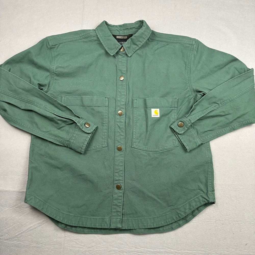 Carhartt Montana Rugged Flex Green Canvas Shirt Jacket TW6621-W Womens Medium